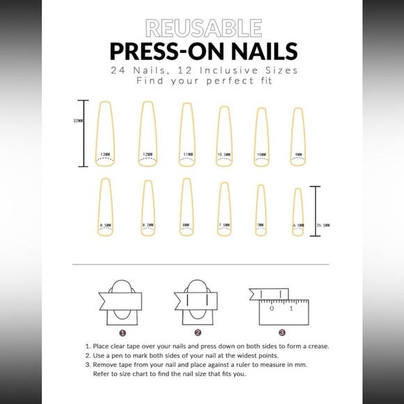 NIB Red & Blue 24pcs Long Coffin Fake Nail & 1 pc Nail File & 1 sheet Tape - Picture 7 of 7